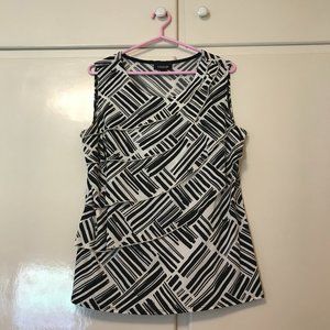 Lindor cream & black patterned sleeveless top-Size Large